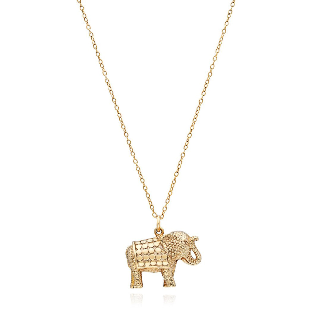 Elephant Charm Necklace - Gold