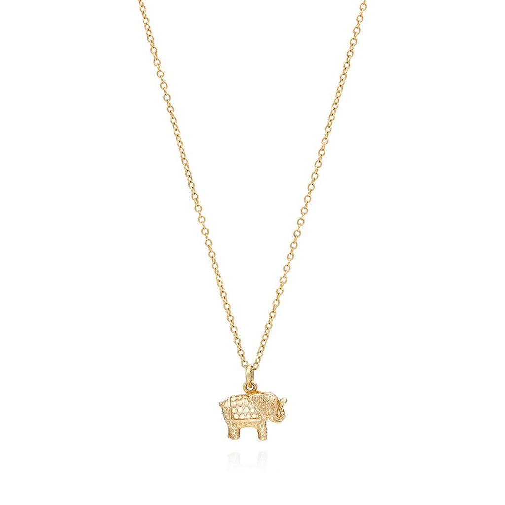 Small Elephant Charm Necklace - Gold