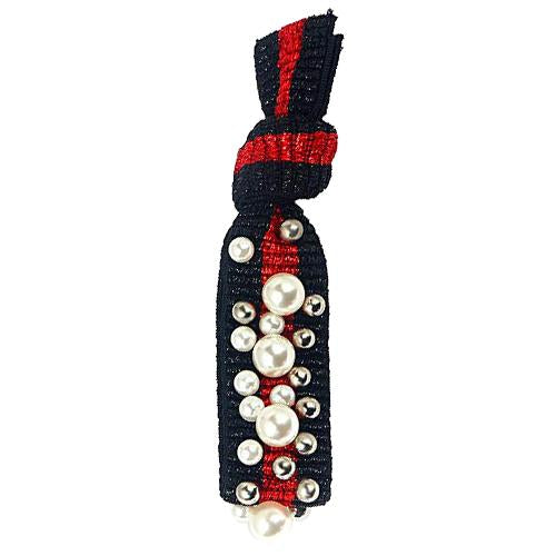 Pearl Stud Hair Tie in Black and Red