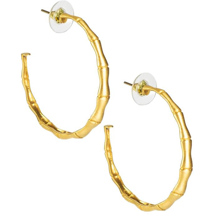 Gold Skinny Bamboo Hoops